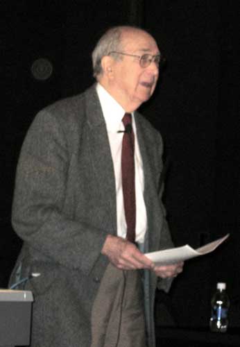 P. French giving his J3.2 “Recollections of a very junior physicist at Los Alamos”. April 4, 2008 in Saint Louis.